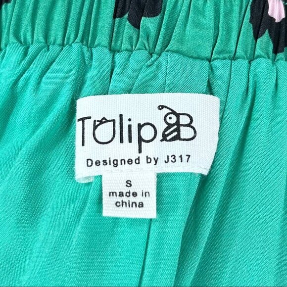 Tulip B NWT Green Rockabilly Daisy Floral 50's Cotton Swing Skirt Size S - Picture 8 of 14